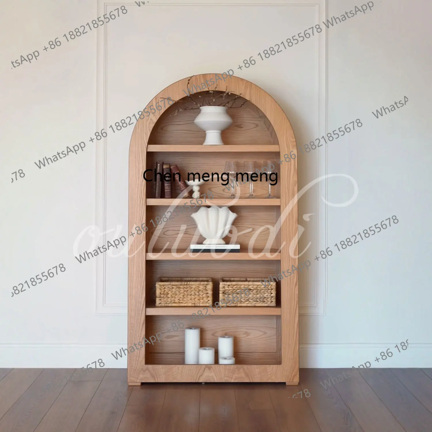 

American solid wood bookcase study independent bookcase French retro living room home floor display cabinet