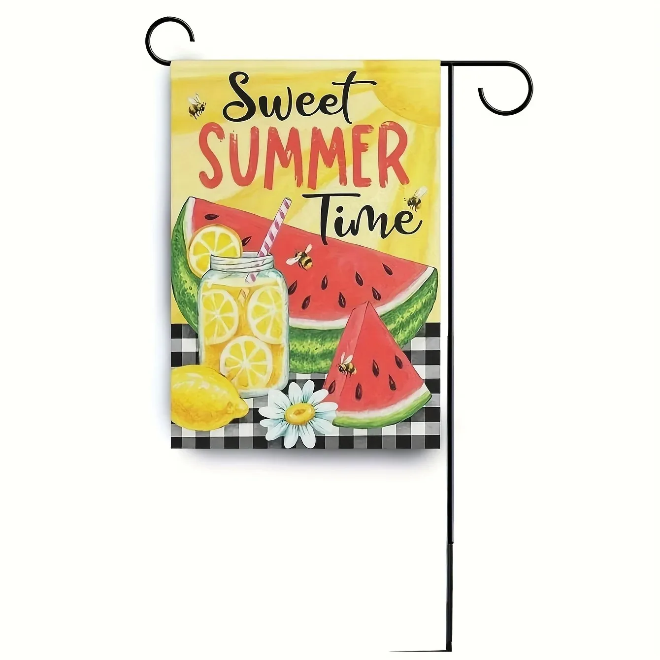 Afbeelding 7: Zoete zomertijd Tuinvlag Decoratie Daisy Watermeloen Citroen Dubbelzijdig Buiten Verticale Bloem Vakantie Baby Bunting Suit