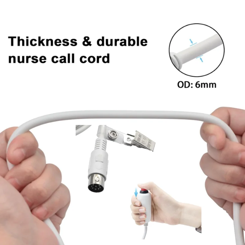 For Nurse Station Universal Replacement Call Cord,Nurse Call Cord DIN 8 PIN Socket Audio AV Connector Cable with Bed Sheet Clip