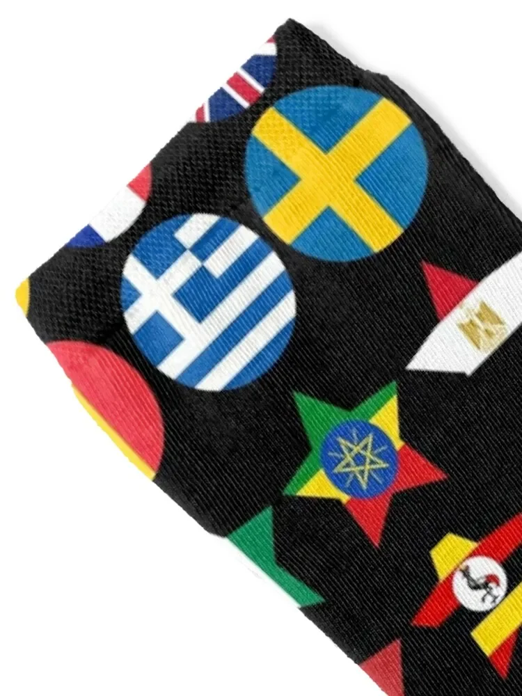 Flags of Countries of the Worlds in Geometric Shapes Socks football luxury Socks Man Women's