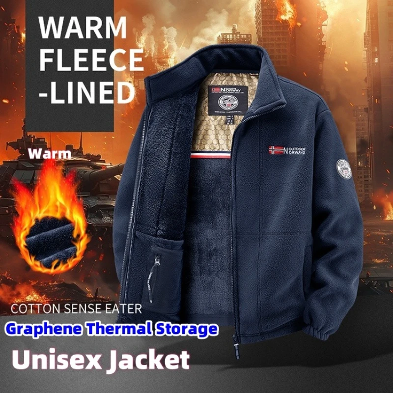 

Men's Warm Winter Jackets Thicken Double-Layer Fleece Plus-Size Hooded Jacket with Stand Collar Outdoorwear Cold-resistant Coats