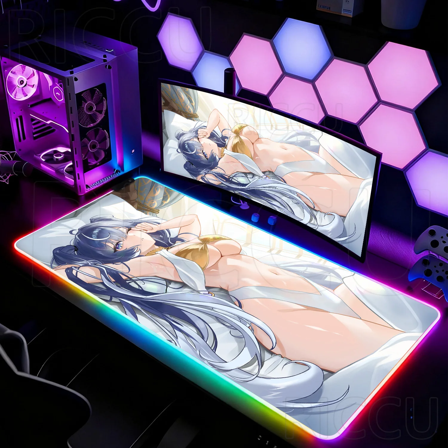 

RGB Хентай Kawaii Luno Wuthering Waves XXL 600x1200 мм Коврик для мыши Gamer Аксессуары для ПК Клавиатура Игровой светодиодный ноутбук Аниме Настольный коврик
