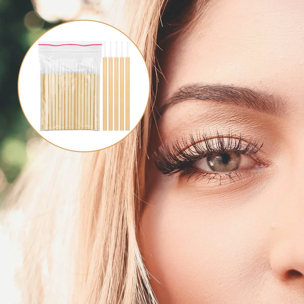 50 個竹眉毛ブラシクリーニングクリアリップグロスブラシまつげマスカラガール