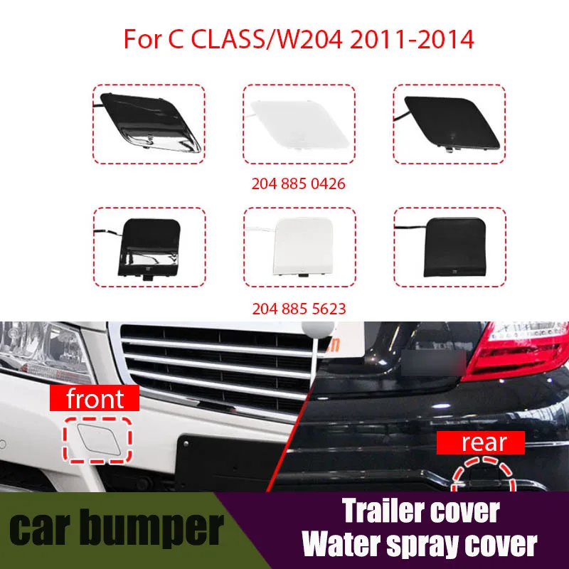 

For Mercedes Benz C Class W204 Front Bumper Tow Hook Cover Glossy Black Replacement Exterior 2010-2014