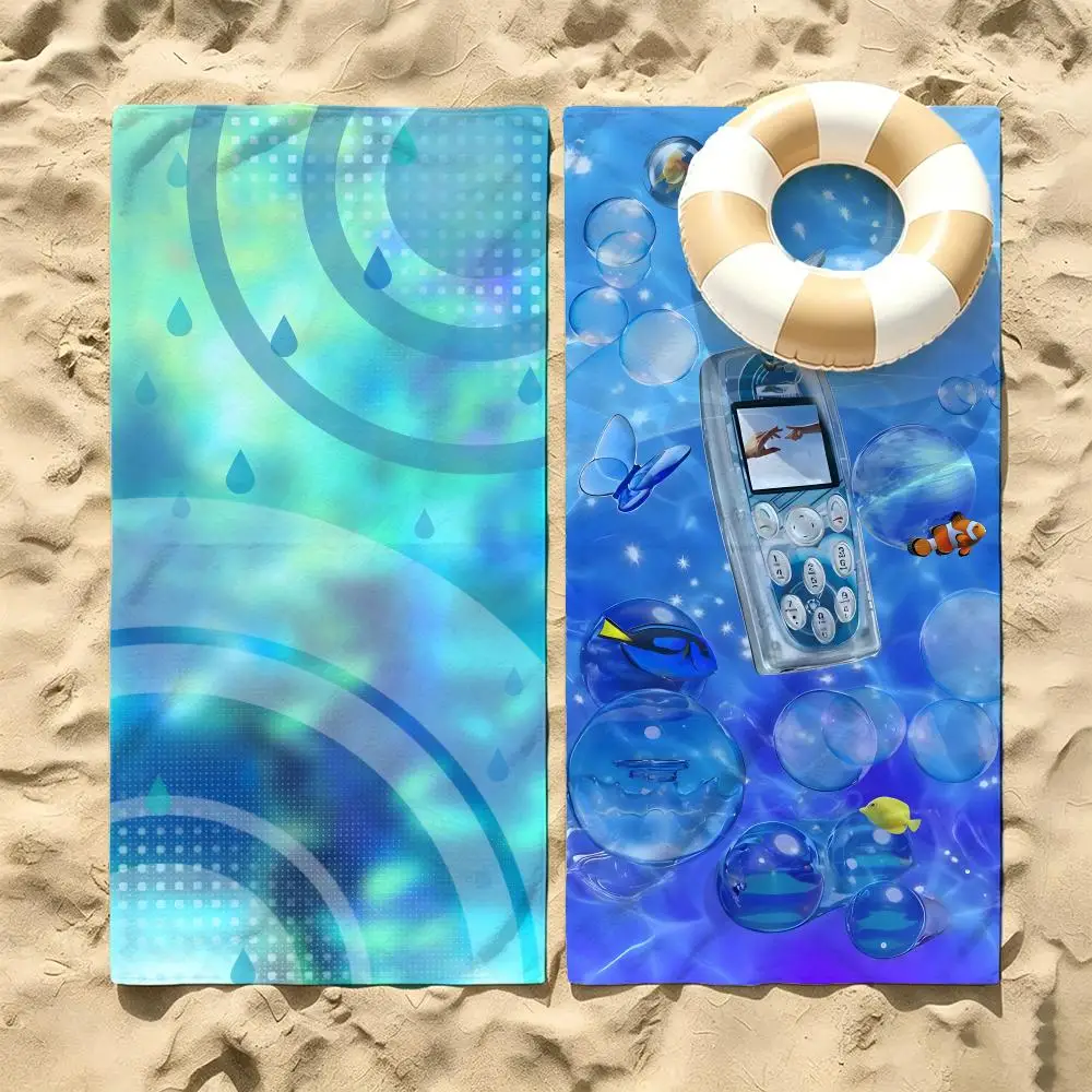Design Frutiger Aero Y2K Towel Microfiber beach towel, quick-dry, sand-free, ultra-fine fiber, super soft.