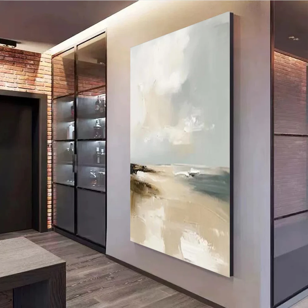 

Nordic Original Oil Painting 100% Hand-Painted Abstract Canvas Mural Real Gravel Texture Wall Art Image For Home Decor Picture