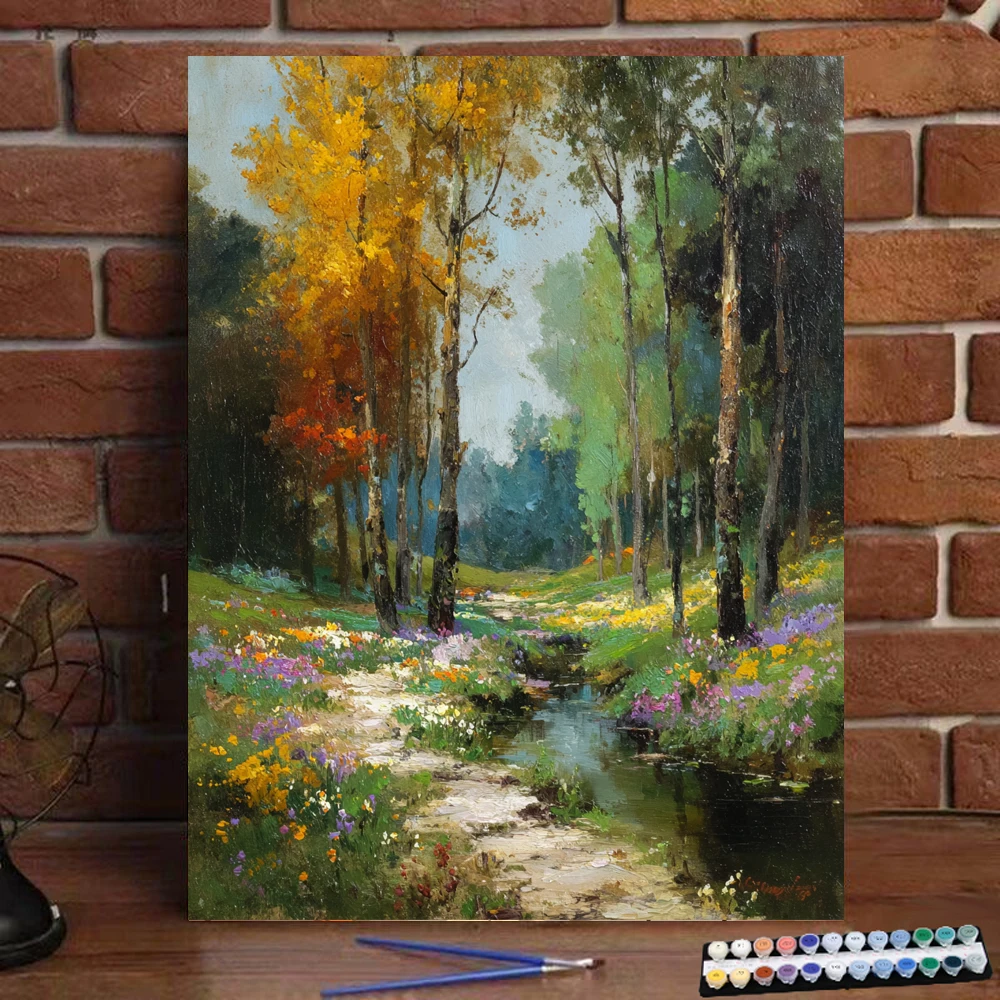 

Картина по номерам Лесная дорожка Цифровая картина ручной работы для взрослых и детей Подарочное украшение стены D