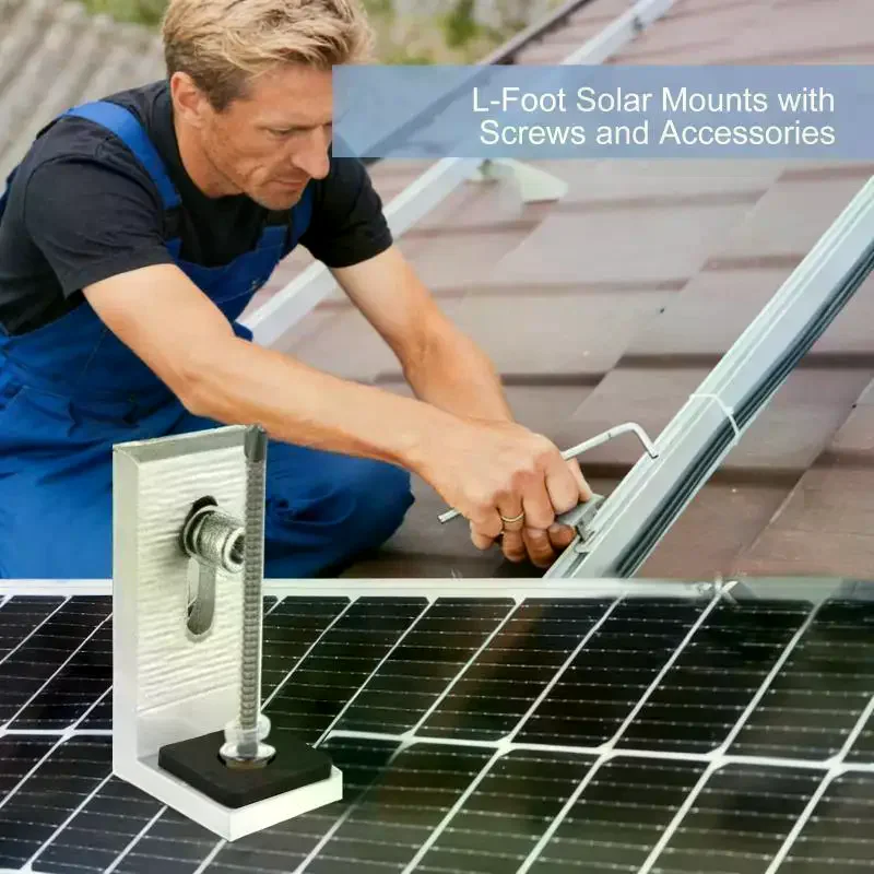 L Foot Solar Panel Mount Bracket High Strength Aluminum Anti Rust L Shape Holder for Ground PV Rail Support Installation