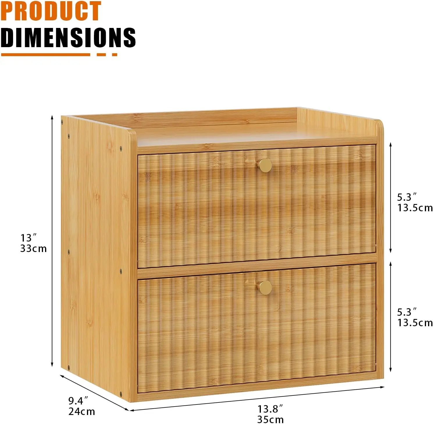 Double Layer Bamboo Bread Box with Magnetic Door, Large Capacity Kitchen Storage Organizer for Fresh Food