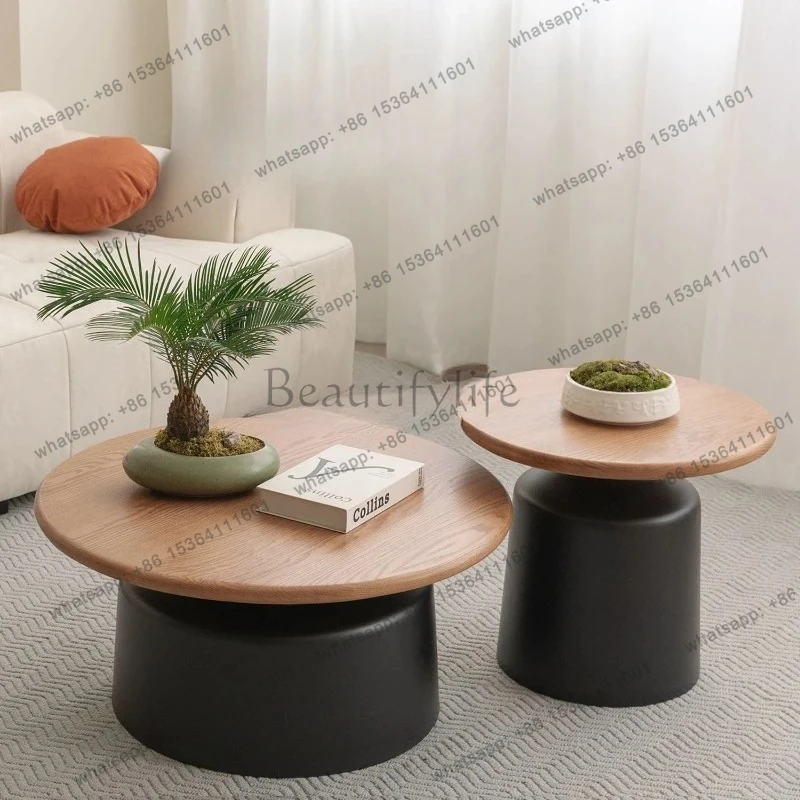 household small apartment cream apartment coffee table living room simple Internet celebrity wrought iron modern round