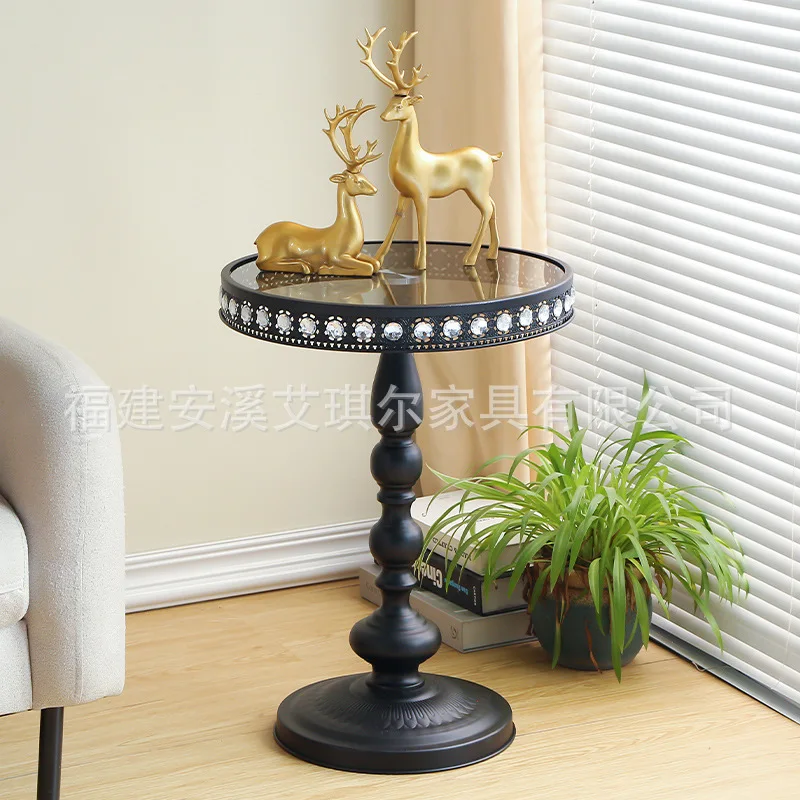 Light luxury Nordic metal wrought iron production tempered glass coffee table side table living room sofa study bedroom