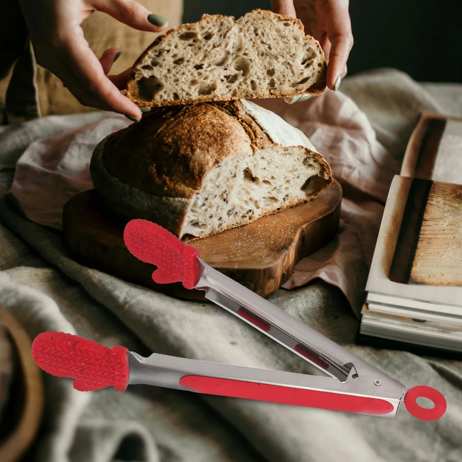 1 шт., рождественские перчатки в форме кухонных щипцов, легкий зажим для еды из нержавеющей стали, практичный инструмент для сервировки еды в форме хлеба, стейка, барбекю