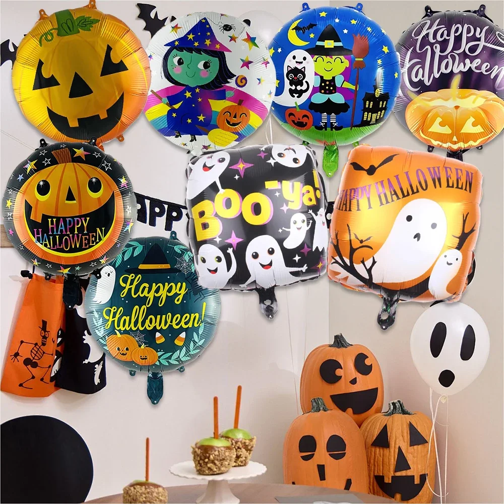 

Happy Halloween Foil Balloons Pumpkin Ghost Skull Mylar Inflatable Balloon for Hallow Themed Bar Home Yard Outdoor Decorations