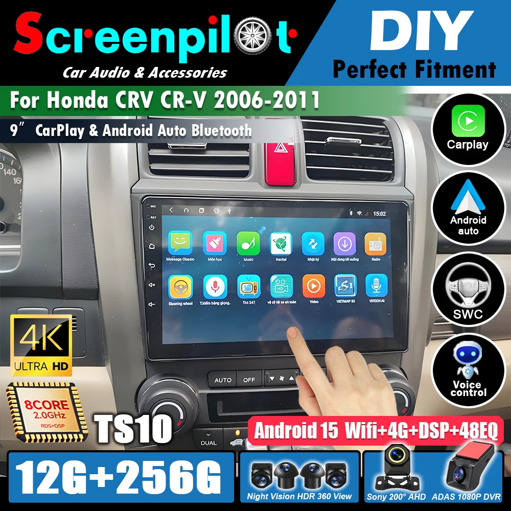 Rádio Automotivo para Honda CRV CR-V 2006 2007 2008 2009 2010 2011 Android 16GPS WIFI BT Mirror Link Reprodutor de Vídeo Multimídia 5G