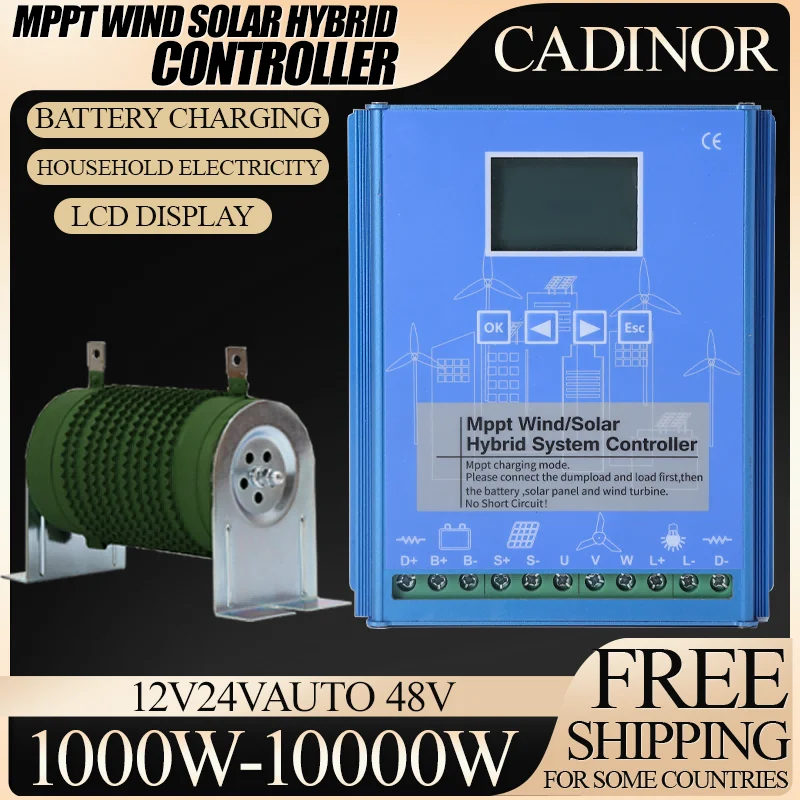 

With Dump Load Wind Solar Hybrid System MPPT Charge Controller Wind Turbine 1000W-10000W Solar Panel 12V 24V Auto 48V Regulator
