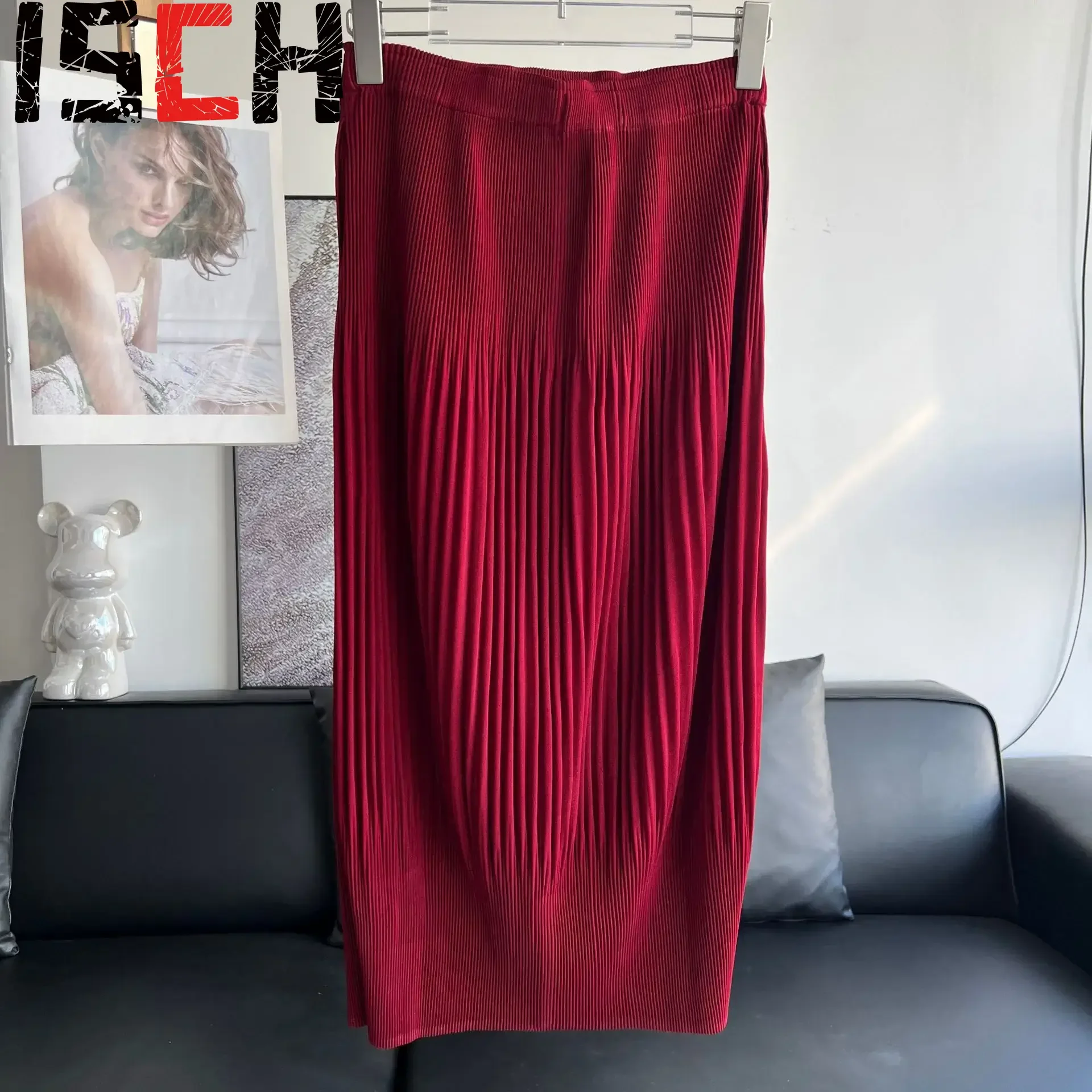 Pleats Pleated One-step Skirt Solid Elegant Commuter Bustier Female Thin High-waisted Pure Color Versatile Temperament Skirt