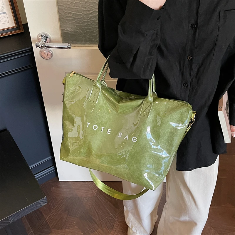 Modische Hochwertige Transparente PVC-Tragetasche mit Großer Kapazität, Wasserdichte Jelly-Tasche, Outdoor-Handtasche für Tägliche Reisen und Tourismus – Detail 24