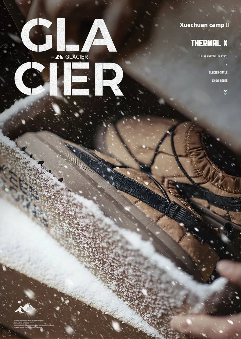 Maden Casual Men's Fleece Lining Snow Low Top Boots Non-Slip Thick Sole Shoes Winter Warm Waterproof Outdoor Camp Hiking Shoes