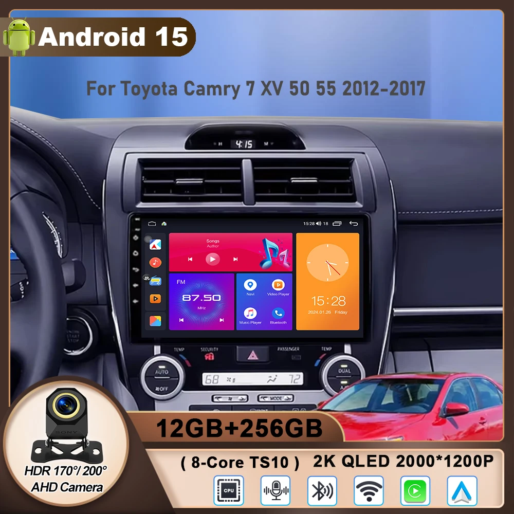 

Android 15 Carplay Car Radio Multimedia Player For Toyota Camry 7 XV 50 55 US Version 2012-2017 Autoradio GPS Stereo Head Unit