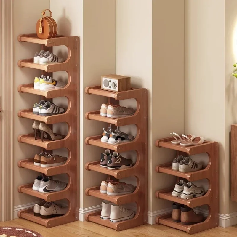 Stable Simple shoe rack household multi-storey dormitory wooden door storage rack Nanzhu shoe rack