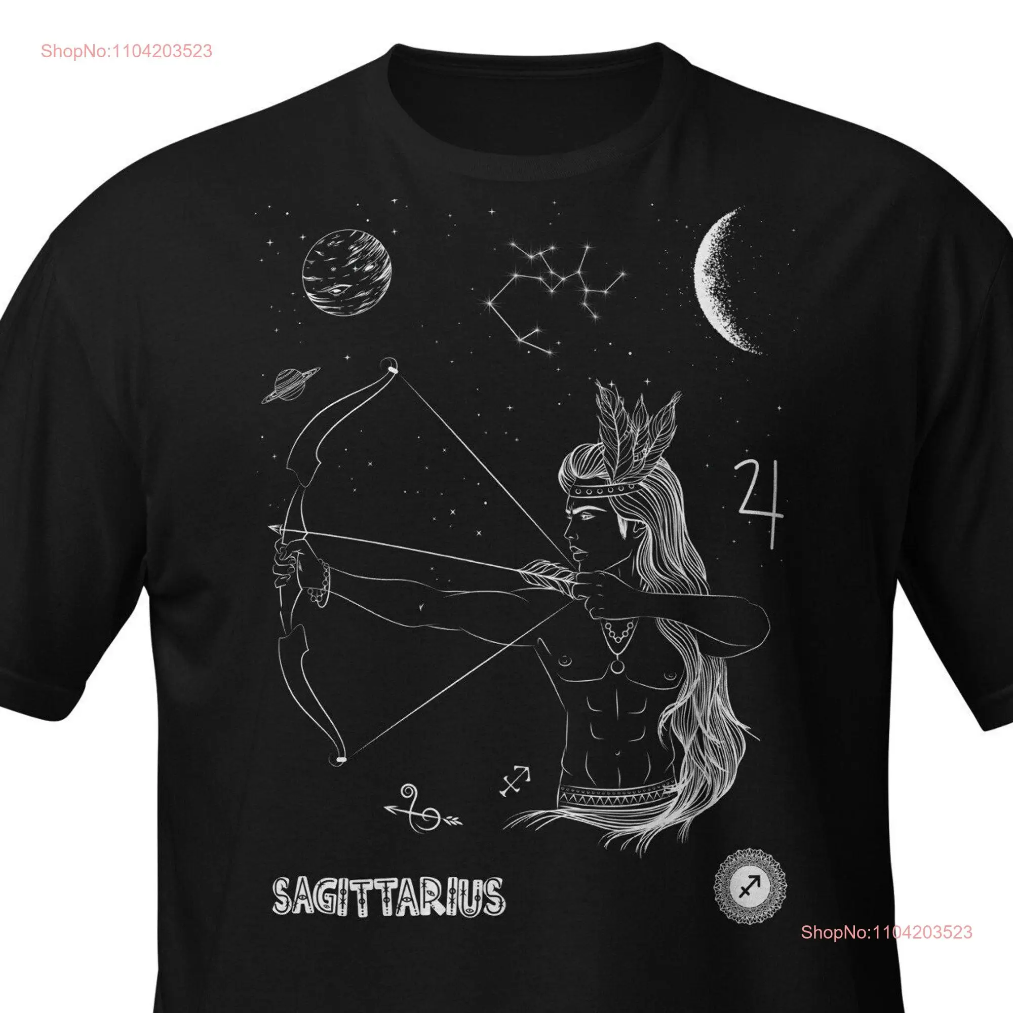 Mystical SAGITTARIUS TEE in a celestial design of the zodiac sign fine lines garment with spiritual elegance