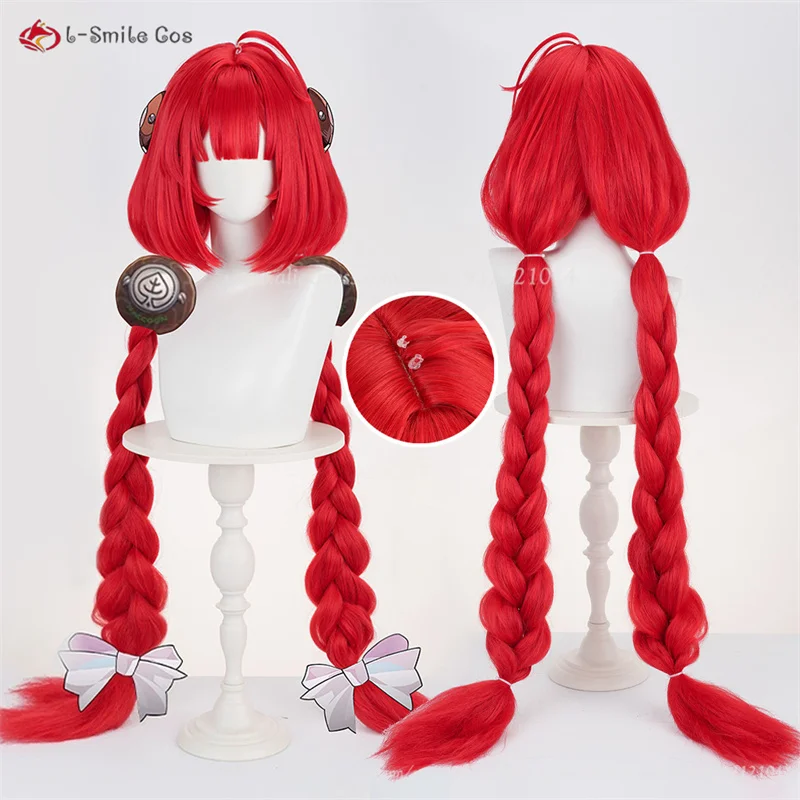 

ZZZ Ukinami Yuzuha Cosplay Wig 105cm Red Thick Volume Braids Heat Resistant Synthetic Hair For Women Costumes Anime Cosplay Wigs