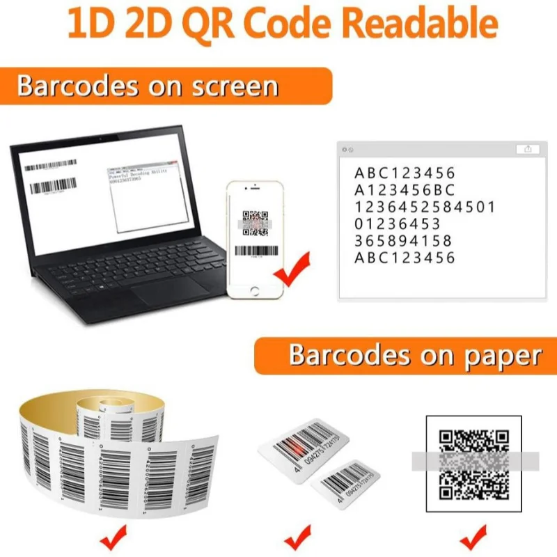 SINMARK Barcode Scanner Bluetooth Reader Image QR PDF417 Data Matrix Code Bar Gun RS232 Bluetooth