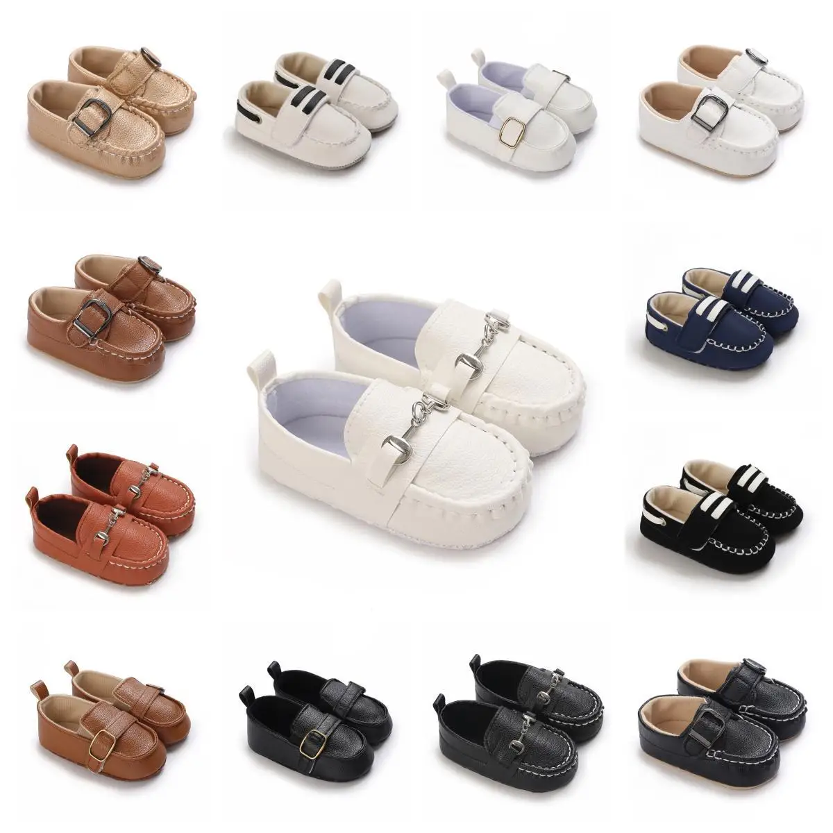 Spring And Autumn British Style Baby Leather Shoes 0-18 Months Old Baby Soft Sole Casual Walking Shoes