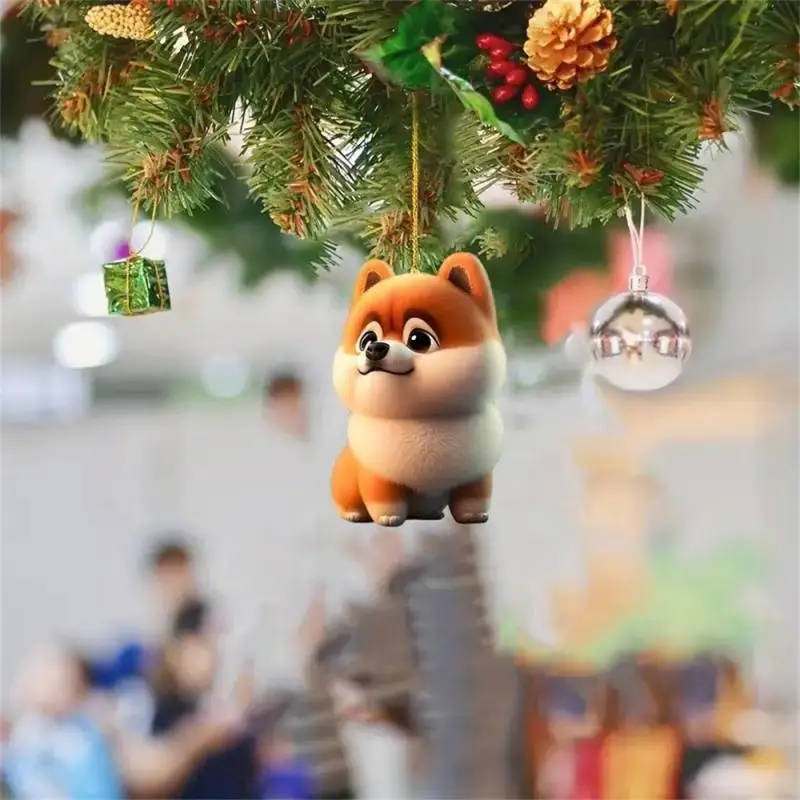 Cute Cartoon Dog Natal Enfeites, Pendurado Decoração Presente, Árvore Pingente Personalizado, Fontes Do Partido, 2025