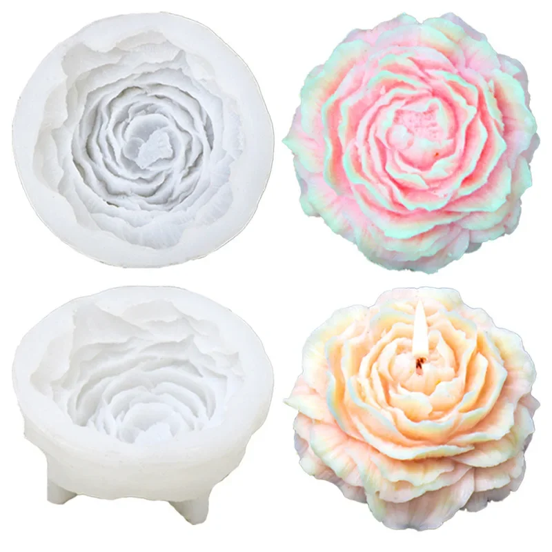 Pfingstrose Silikon Kerzen form Aroma Gips Seife Harz Blumen form Geburtstag Urlaub Geschenk