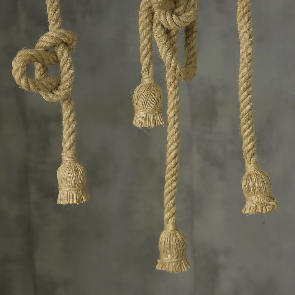 Hemp Rope Pendant Light Vintage Retro Loft Industrial Hanging Lamp Creative Country Style Edison Bulb Lamp Home Light Decoration
