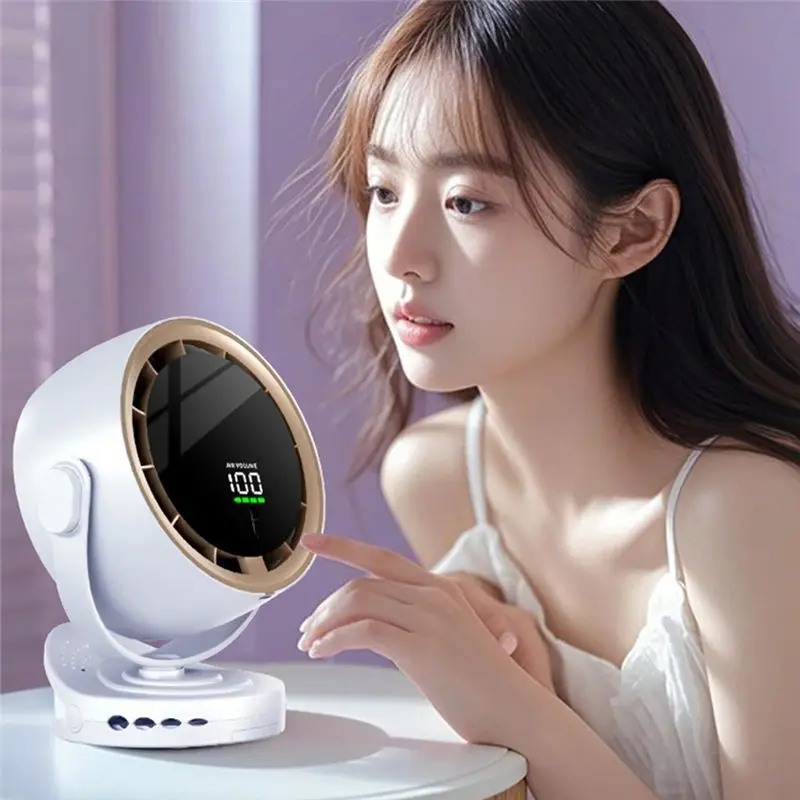 ASWUT-Digital Display Desktop Remote Control Fan 720° Rotation Adjustable Clip-On Fan Office High Speed Turbine Powerful Fan