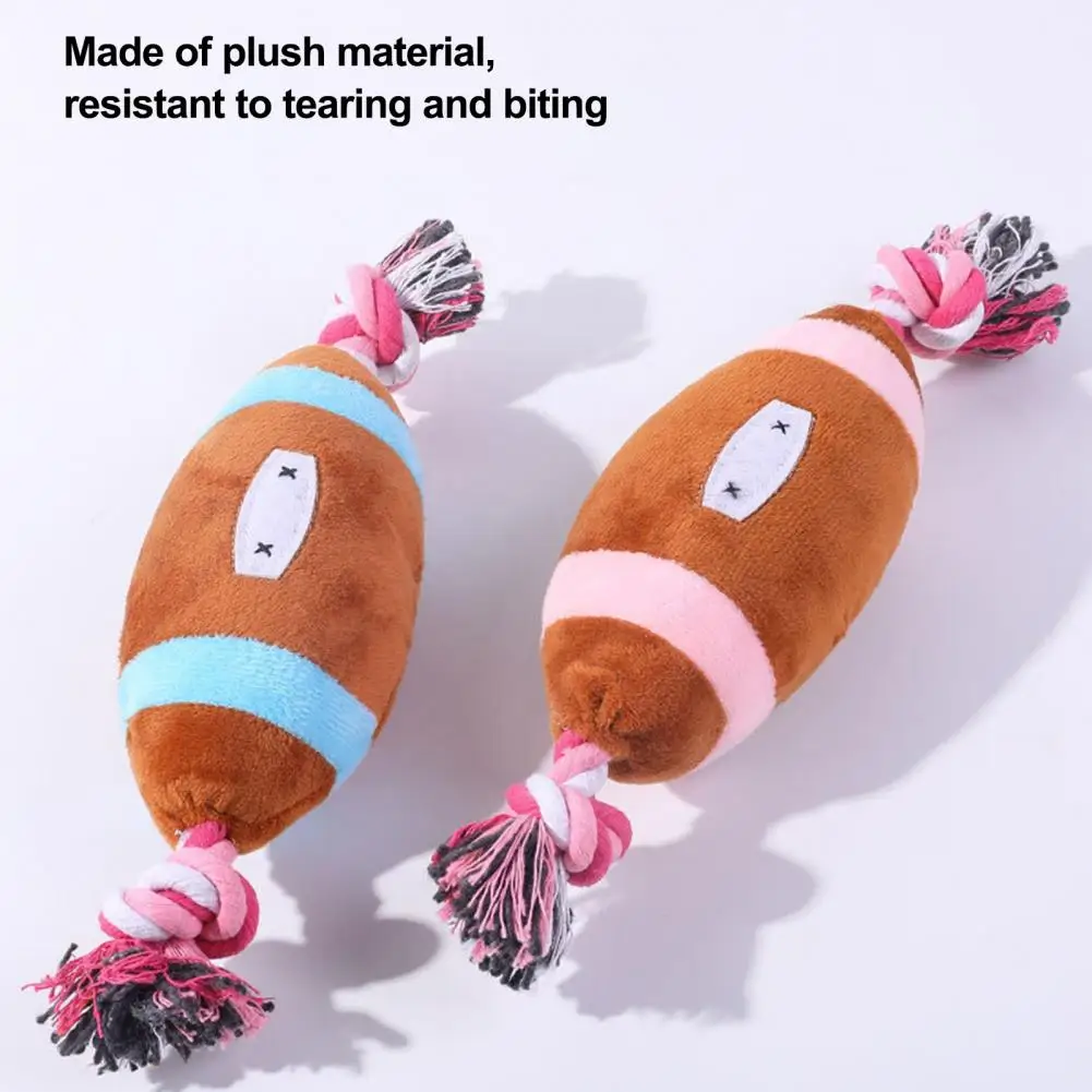 Dog Toy with Sound Pet Puppy Chew Toy with Squeaky Rugby Shape Bite-resistant Plush Pet for Small Medium Dogs Pet Accessories