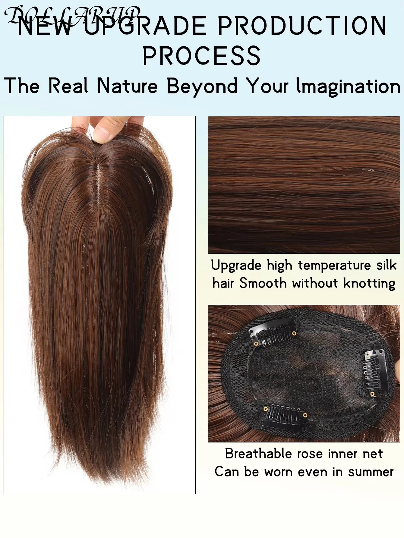 JKL الشعر الاصطناعية توبر مع الانفجارات غير مرئية ثلاثية الأبعاد الشعر المستعار قطع الشعر العلوي إغلاق الشعر للنساء قصيرة مستقيم مقاطع علوية واي فاي #3