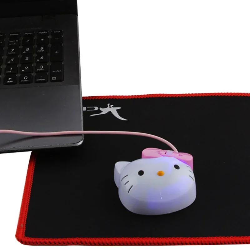 Sanrio Olá Kitty Com Fio USB Mouse Anime Personalizado Mulheres Notebook Home Office Mouse para Laptop PC IOS System Acessórios Presente