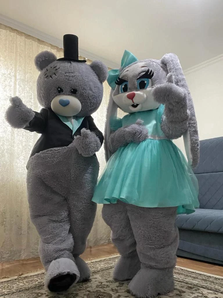 Simpatico costume della mascotte dell'orso del coniglio Coppia abbigliamento Cerimonia pubblicitaria Fancy Dress Party Spettacoli di spettacoli teatrali di carnevale di animali