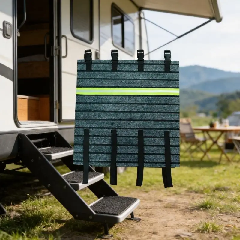 M76E Wohnmobil-Türschwellenmatte mit sicheren Schnallenbändern, reflektierendem Frontband, waschbarer Abdeckung für – Detail 10