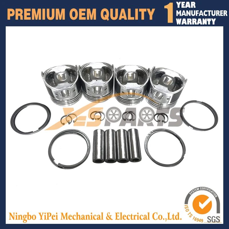 4set Piston with ring For Thermo King TK486V TK486VG TK486VH - Yanmar Diesel