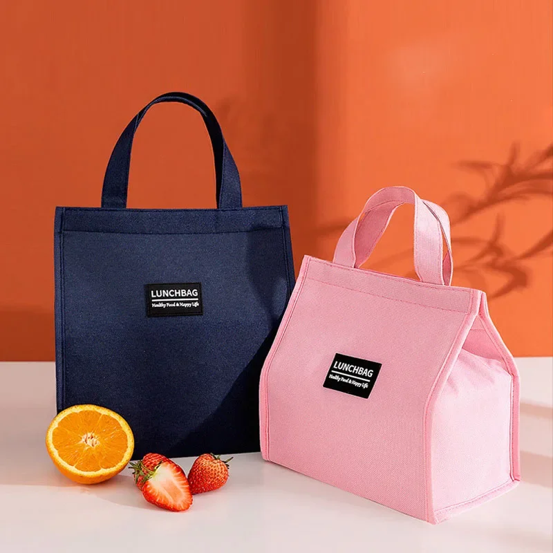 Tote grigio blu rosa contenitore per alimenti borsa conveniente Oxford Lunch Bags borsa termica fresca portatile per ufficio studenti Lunch Box