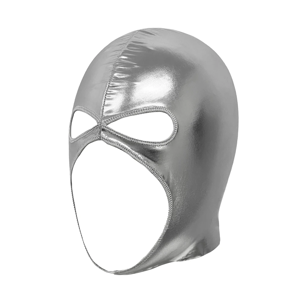 

Men Halloween Cosplay CS Game Party Costumes Accessories Open Eyes Mouth Full Head Cover Face Masks Unisex Faux Leather Headgear