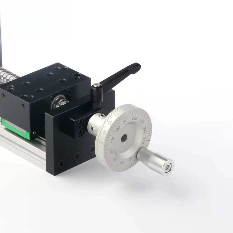 Ball screw linear guide slide motion module including manual slide module rocker cross lift
