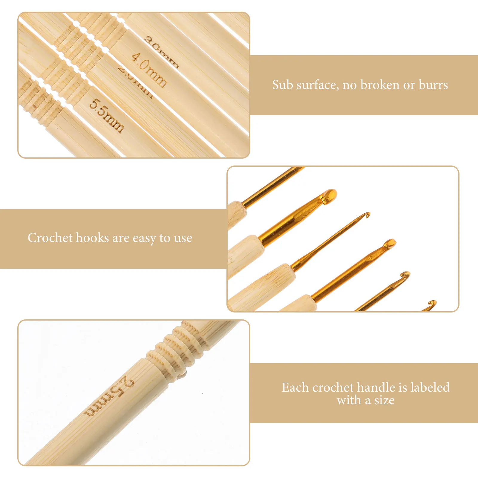 

9Pcs High-Grade Crochet Hooks Kit Ergonomic Design for Beginners and Experienced Knitters Yarn Braiding Accessory