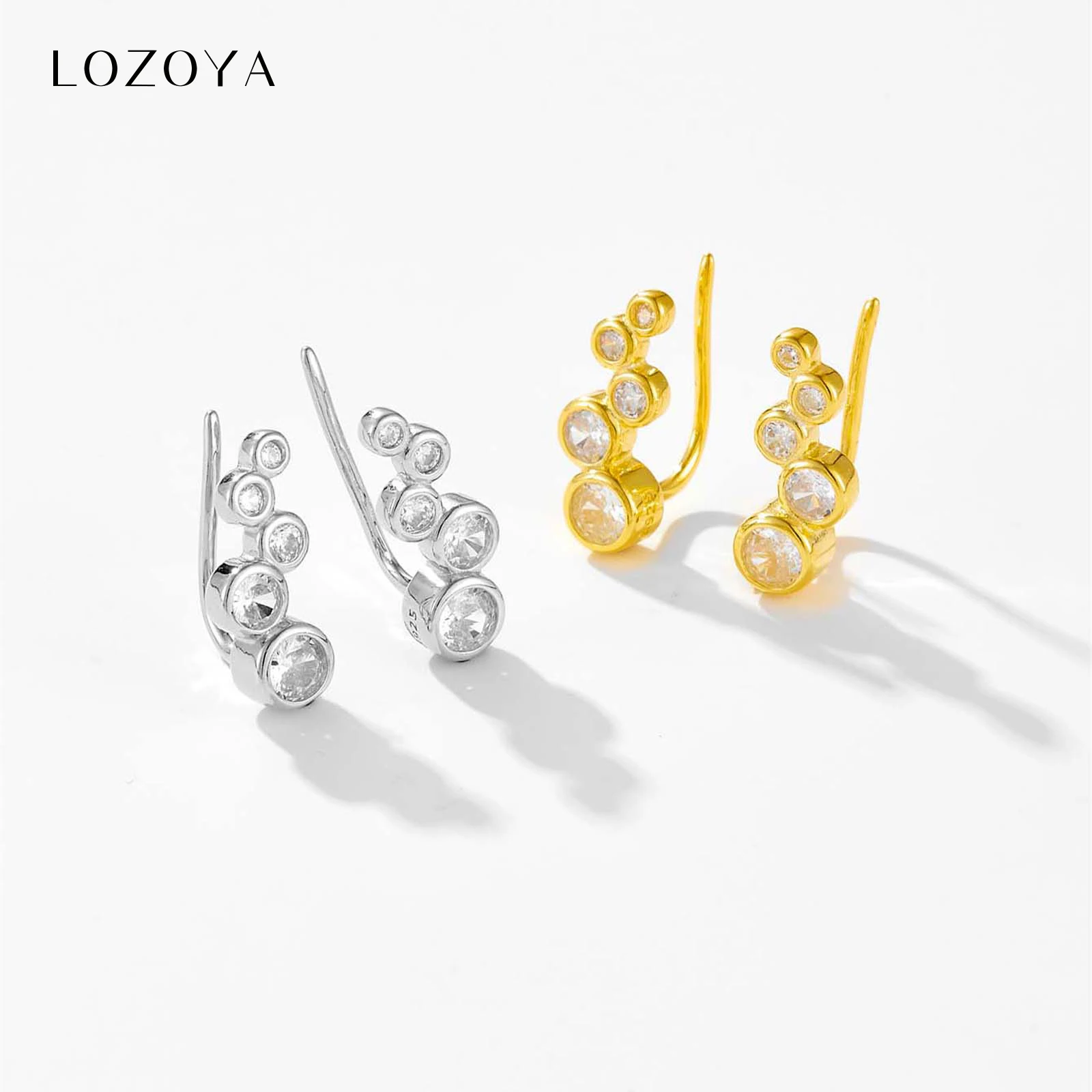 

Серьги-клипперы LOZOYA из стерлингового серебра 925 пробы с золотым покрытием и цирконами, круглые, с фианитами, роскошные ювелирные изделия 2026, в стиле рок-панк