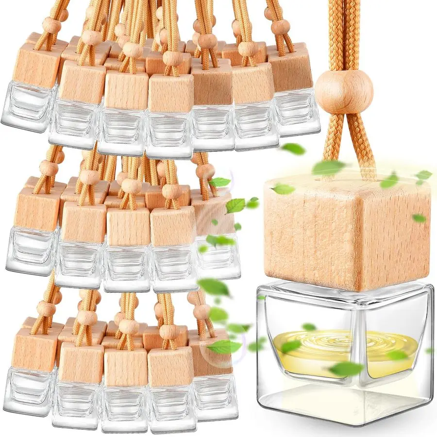 

150 Pcs Car Air Freshener Hanging Car Diffuser Bottles Empty Glass Perfume Bottles Refillable Air Freshener Pendant Aromatherapy