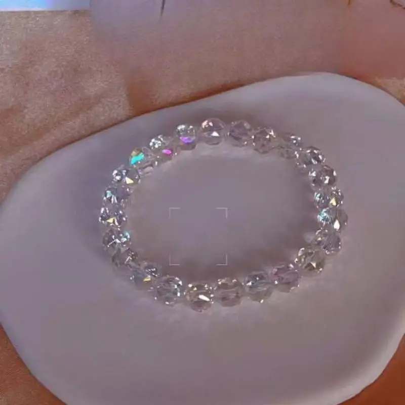 Superglänzendes, facettiertes, irisierendes Kristallarmband, luxuriöser, eleganter Handschmuck, perfekt passendes Perlenarmband für Frauen und beste Freundinnen. – Detail 5