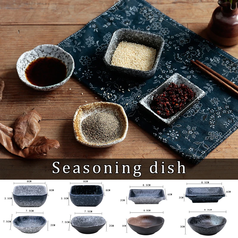 

Japanese Mini Ceramic Plate Snack Dish Dessert Dish Salad Dip Seasoning Sauce Soy Tray Round Bottle Condiment Bottle Container