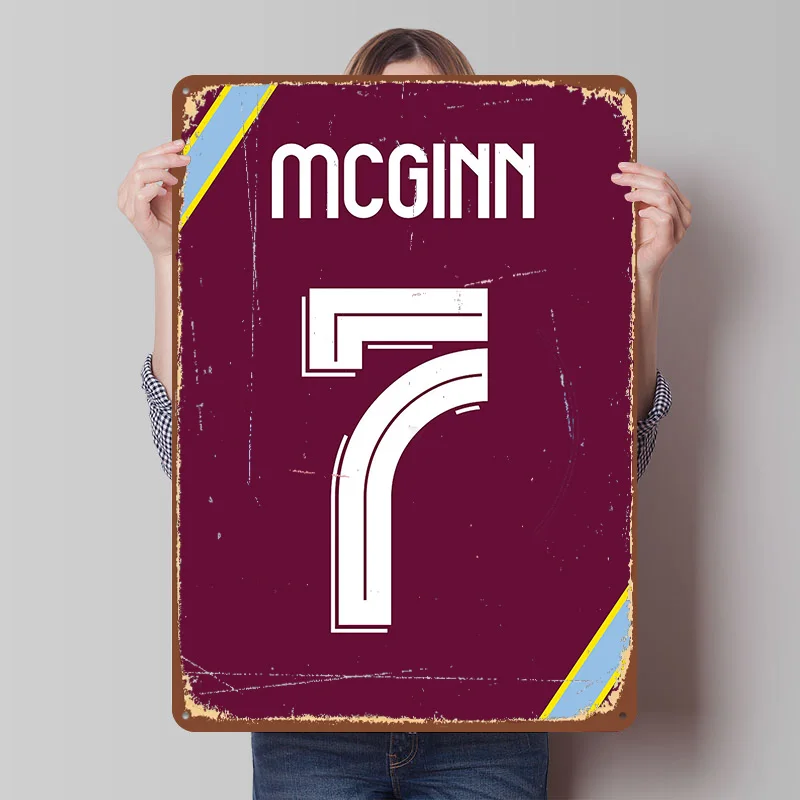 John McGinn Number 7 Aston Villa Tinplate Poster Customized Wall Art Vintage Metal Signs Retro Tin Plaque for Decoration Bedroom