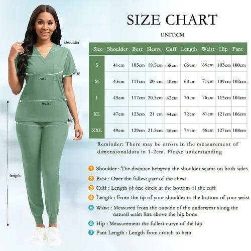 Imagen 2 del producto Uniforme quirúrgico para médico, conjuntos de exfoliación para clínica hospitalaria, accesorios médicos para mujer, blusa, pantalones para correr, uniforme transpirable de manga corta