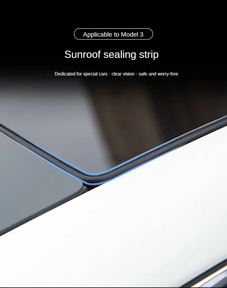 

Tesla Model 3 sunroof sealing strip, waterproof rubber strip, windshield noise reduction and sound insulation ring