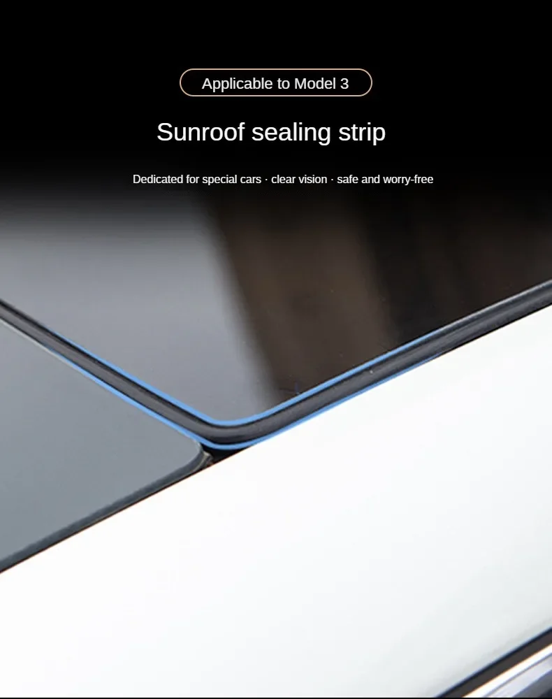 Tesla Model 3 sunroof sealing strip, waterproof rubber strip, windshield noise reduction and sound insulation ring